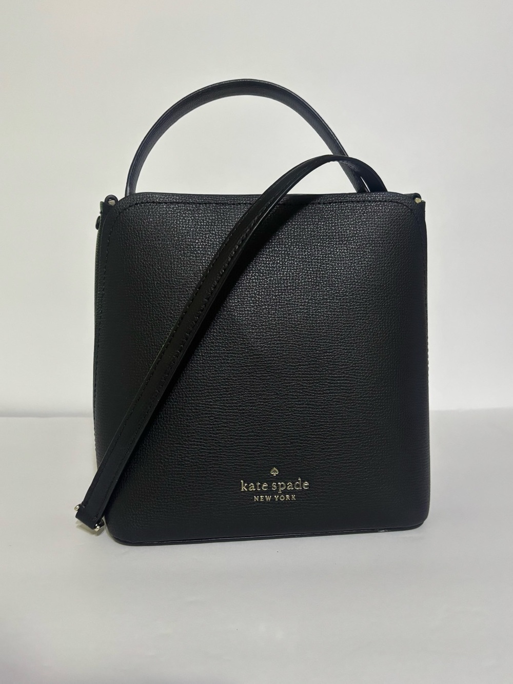 Kate Spade Darcy Small Bucket Bag — Black Pebbled Leather